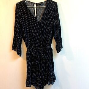 Who what wear short romper black white polka dot size large